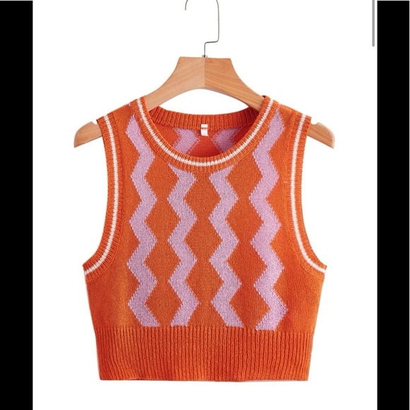 SHEIN Sweaters - Orange chevron sweater vest